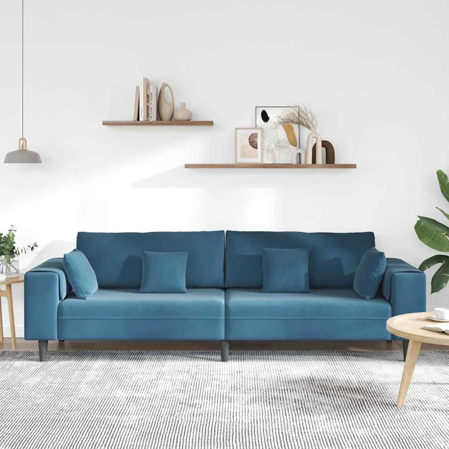 Canapé Bleu 250 x 77 x 76 cm Velours - 3