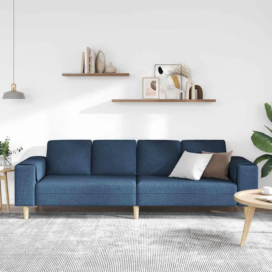 Canapé de salon Bleu 250 x 77 x 76 cm Polyester - 3