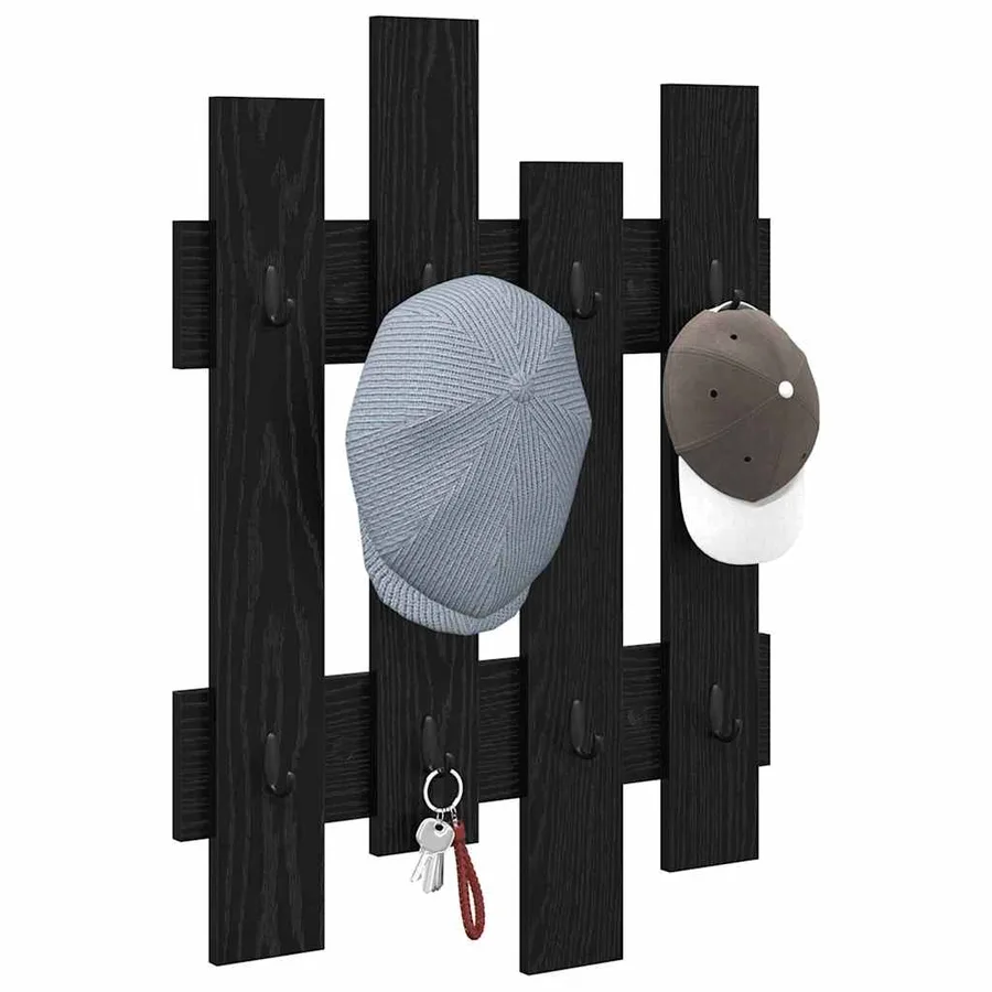 Porte-manteau mural Chêne noir 60 x 3 x 82 cm Bois d'ingénierie - 3