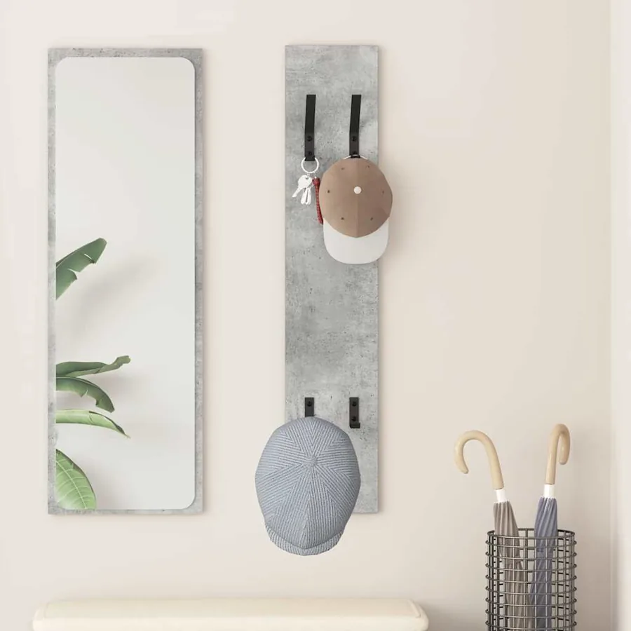 Porte-manteau mural Montage mural Gris béton 20 x 1,5 x 100 cm