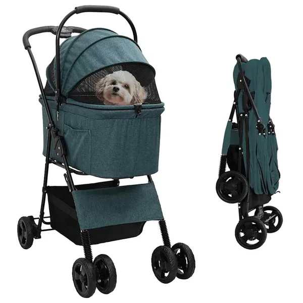 Poussette Pliante pour Animaux Vert 81 x 47 x 99 cm Polyester