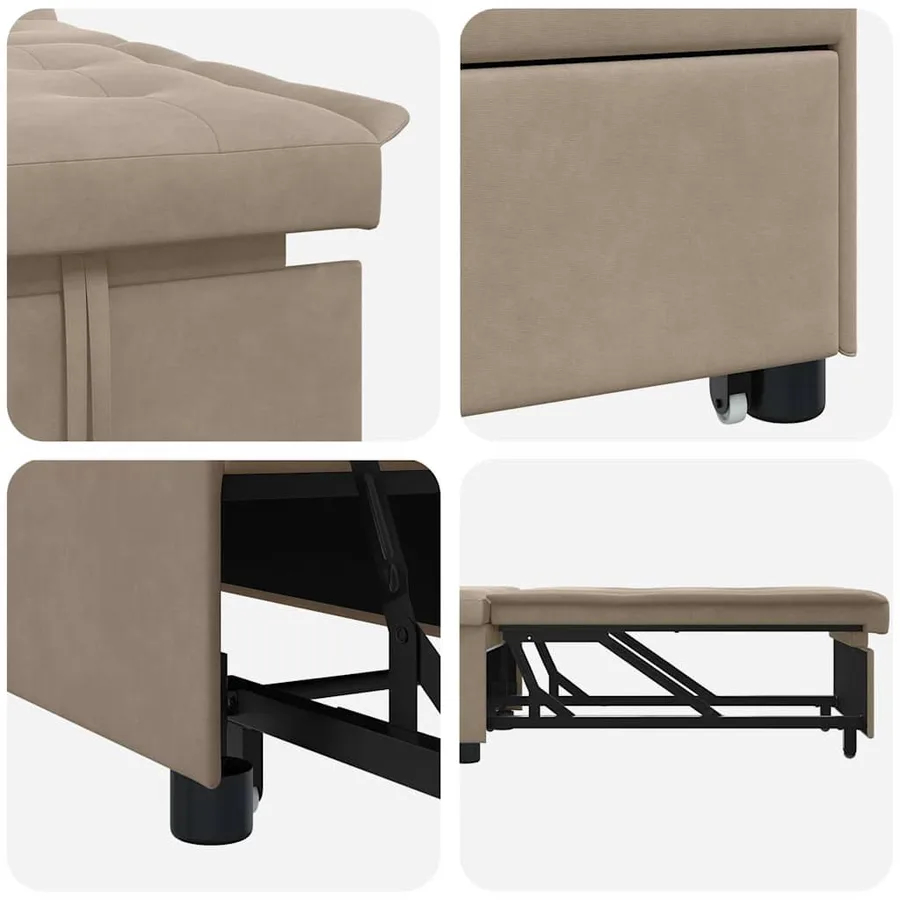 Canapé-lit escamotable Taupe 194 x 67 x 82 cm Microfibre - 7