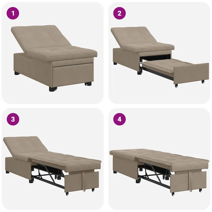 Canapé-lit escamotable Taupe 194 x 67 x 82 cm Microfibre - 9