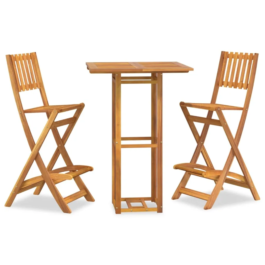 Ensemble de bar d'extérieur 3 pcs Bois d'acacia massif - 2