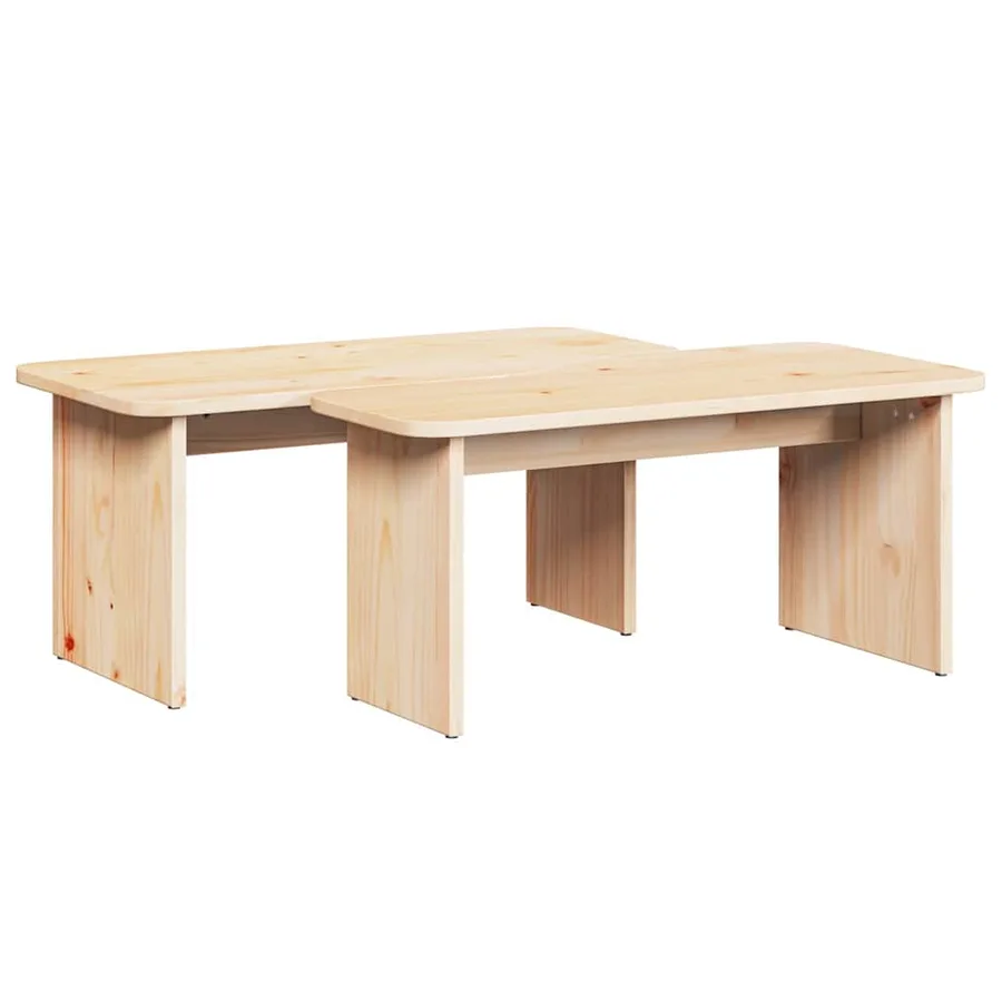 Table basse 2 pcs Naturel Bois massif en pin - 11