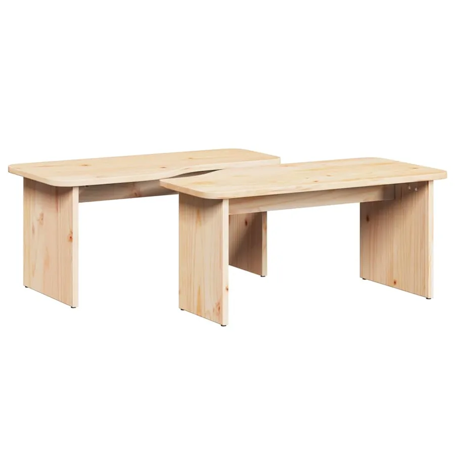 Table basse 2 pcs Naturel Bois massif en pin - 2
