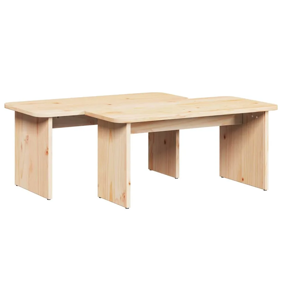 Table basse 2 pcs Naturel Bois massif en pin - 6