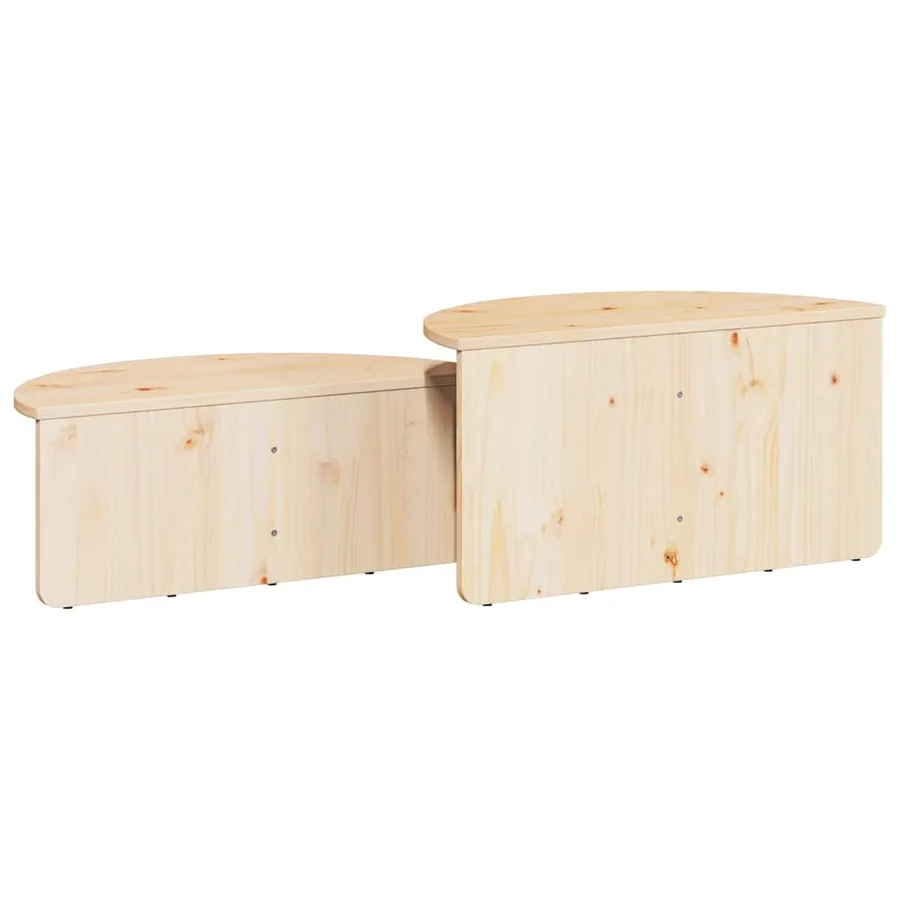 Table basse 2 pcs Naturel Bois massif en pin - 11