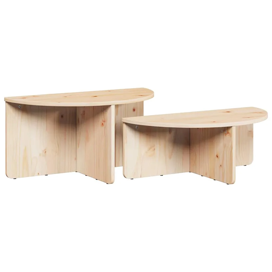 Table basse 2 pcs Naturel Bois massif en pin - 2