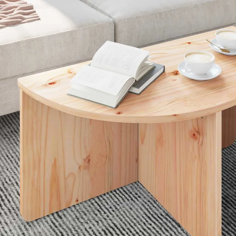Table basse 2 pcs Naturel Bois massif en pin - 5