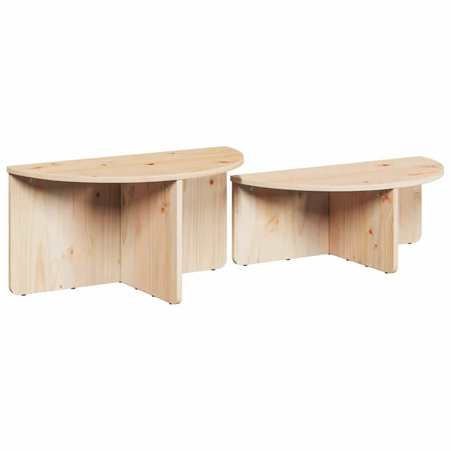 Table basse 2 pcs Naturel Bois massif en pin - 6
