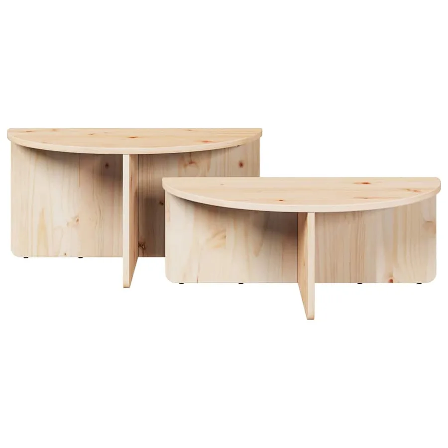 Table basse 2 pcs Naturel Bois massif en pin - 9