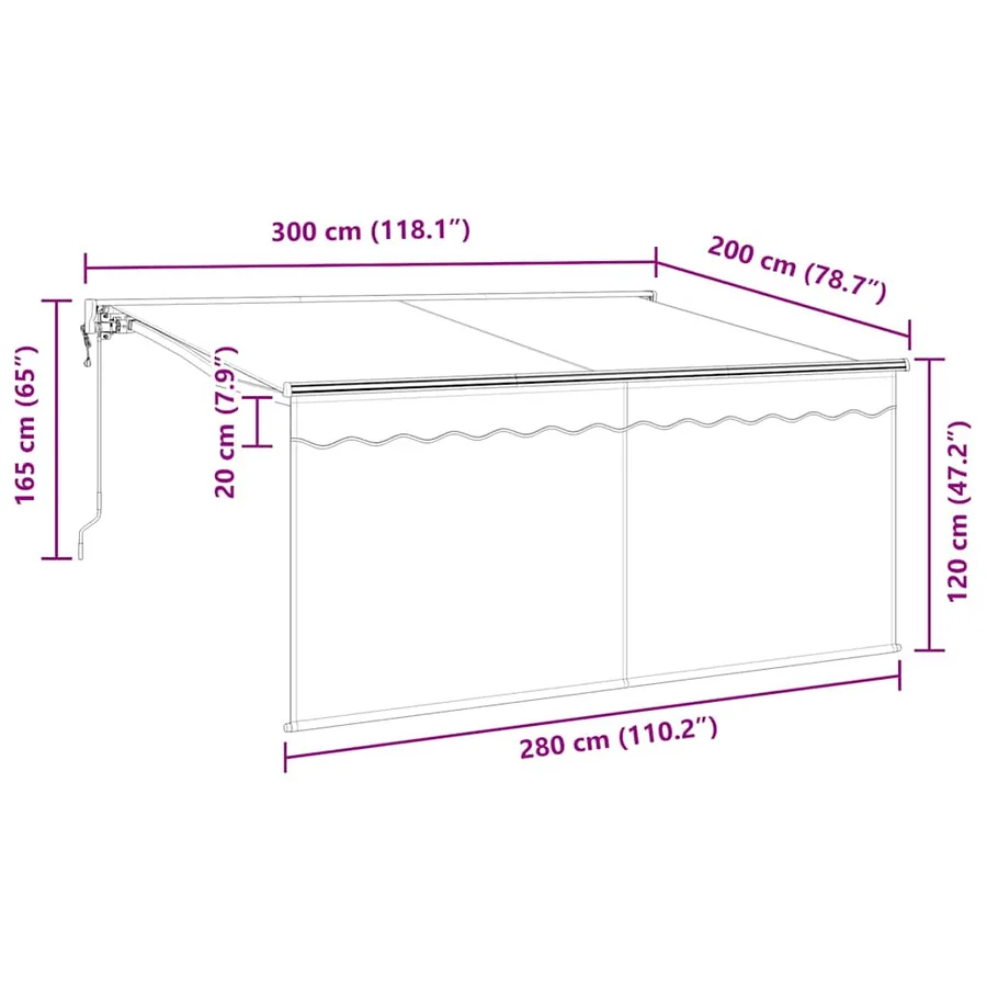 Auvent Rétractable Crème 300 x 200 cm Polyester et Aluminium - 14