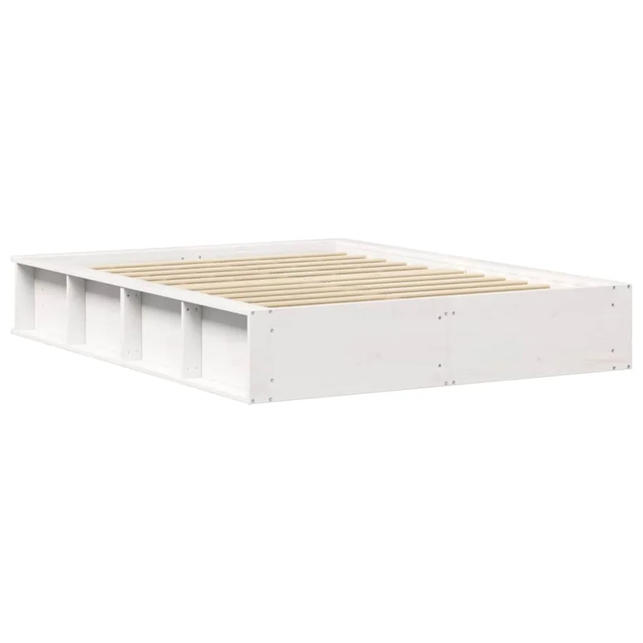 Cadre de lit Blanc 140 x 190 cm Bois de pin massif - 7