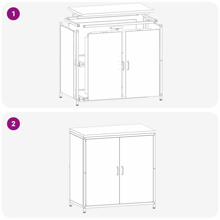 Rangement de cuisine HATTEM Argenté 90 x 50 x 92 cm Acier - 14