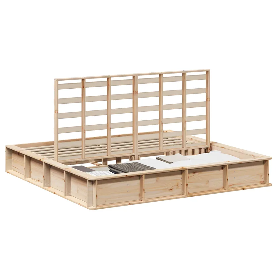 Cadre de lit Marron 200 x 200 cm Bois de pin massif - 2
