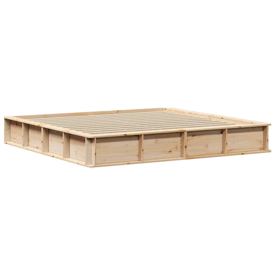 Cadre de lit Marron 200 x 200 cm Bois de pin massif - 4