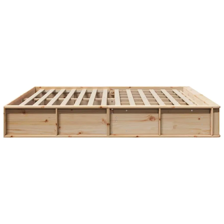 Cadre de lit Marron 200 x 200 cm Bois de pin massif - 6