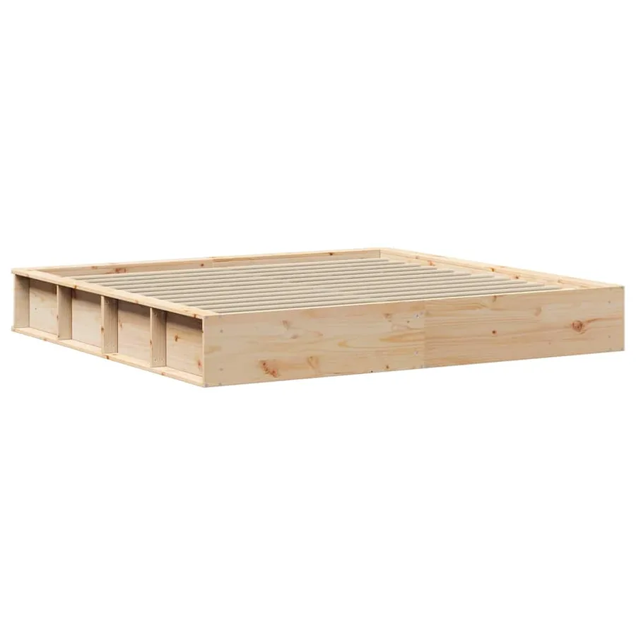Cadre de lit Marron 200 x 200 cm Bois de pin massif - 7