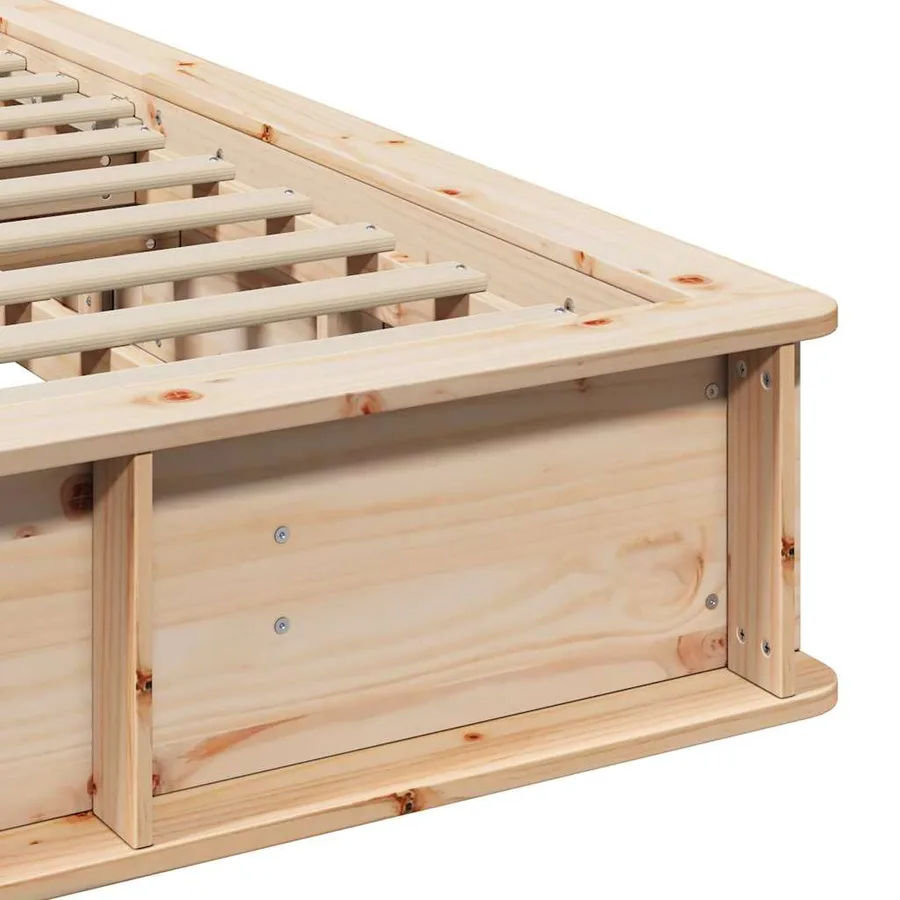 Cadre de lit Marron 200 x 200 cm Bois de pin massif - 9