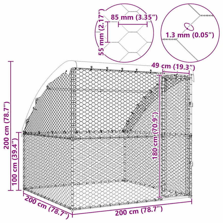 Kennel pour Chiens Argenté 2 x 2 x 2 m Acier galvanisé - 11