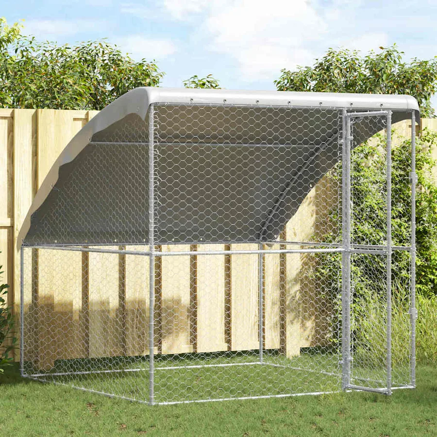 Kennel pour Chiens Argenté 2 x 2 x 2 m Acier galvanisé - 3