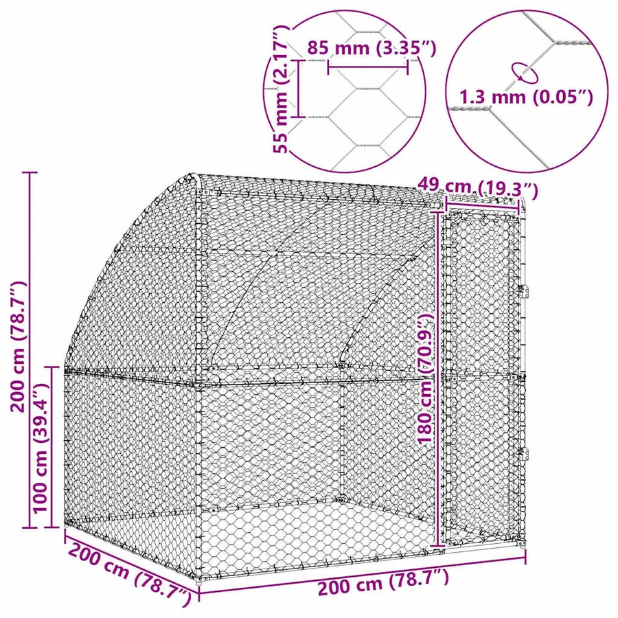 Kennel pour Chiens Argenté 2 x 2 x 2 m Acier galvanisé - 12