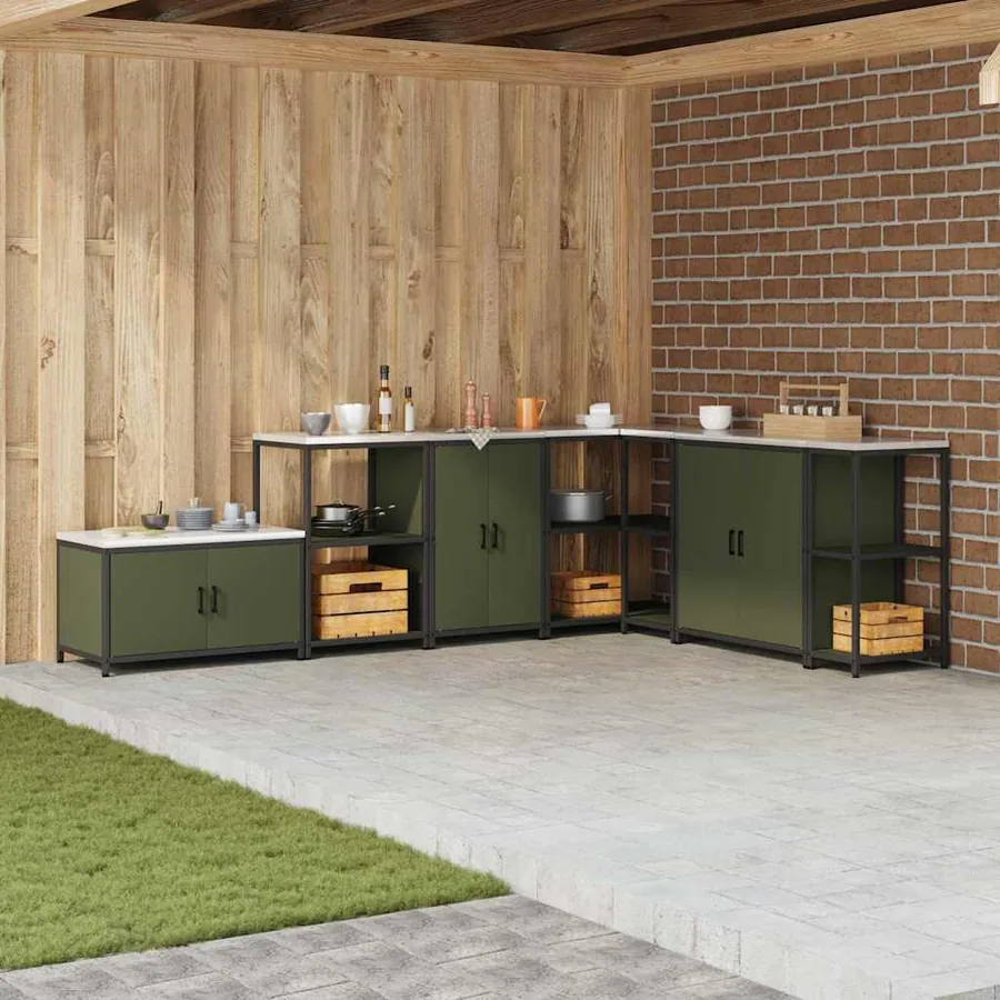 Rangement de cuisine HATTEM Vert olive 60 x 50 x 92 cm Acier