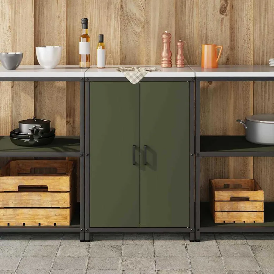 Rangement de cuisine HATTEM Vert olive 60 x 50 x 92 cm Acier - 4