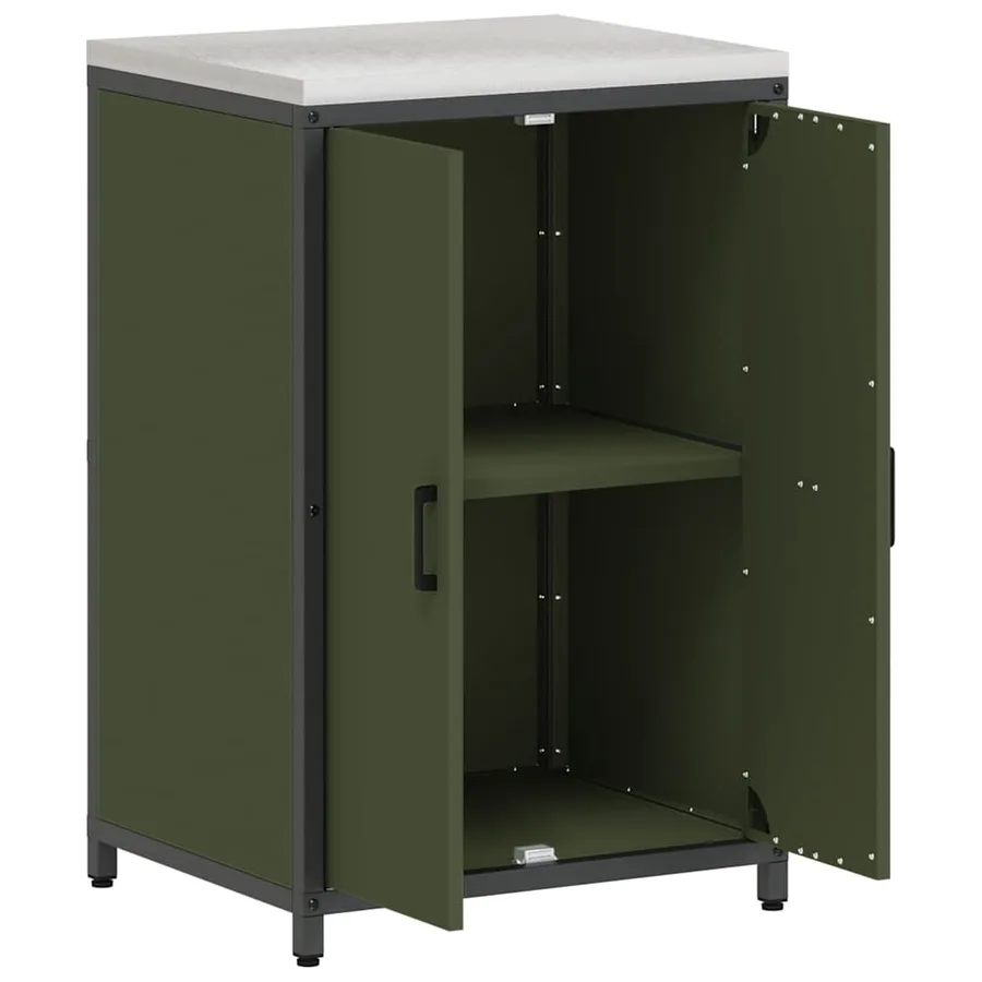 Rangement de cuisine HATTEM Vert olive 60 x 50 x 92 cm Acier - 6