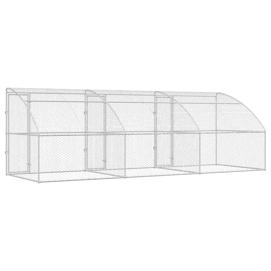 Kennel pour Chiens 3 pcs Argenté 6 x 2 x 2 m Acier galvanisé - 6