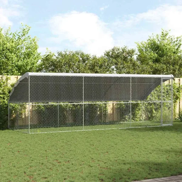 Kennel pour Chiens 3 pcs Argenté 6 x 2 x 2 m Acier galvanisé