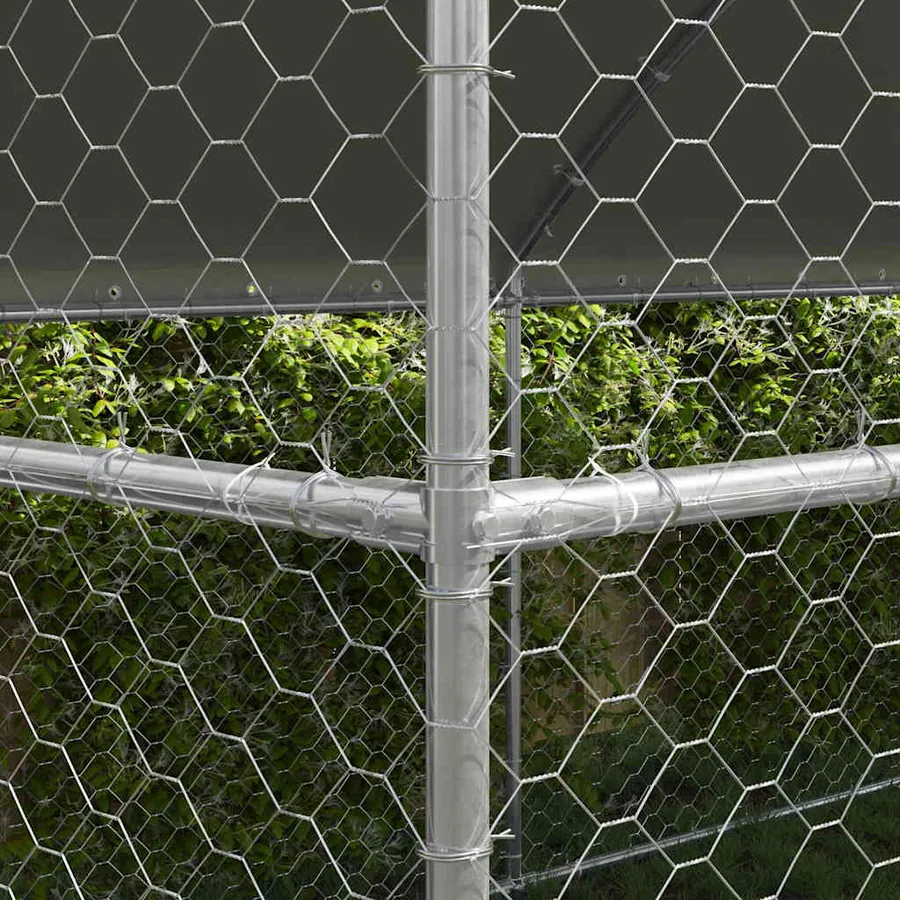 Kennel pour Chiens 3 pcs Argenté 6 x 2 x 2 m Acier galvanisé - 3