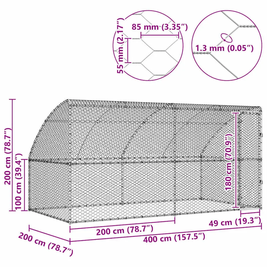 Kennel pour Chiens 2 pcs Argenté 4 x 2 x 2 m Acier galvanisé - 12