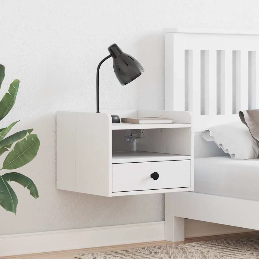 Table de chevet avec tiroir 2 pcs Blanc 38 x 36 x 29,5 cm
