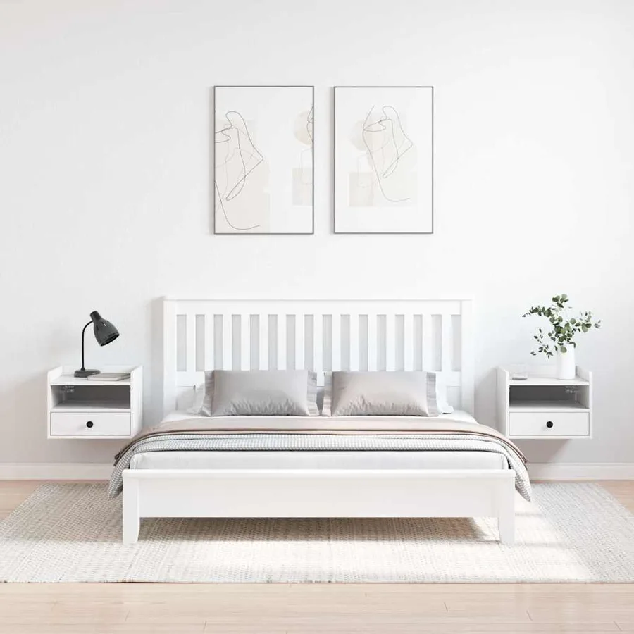 Table de chevet avec tiroir 2 pcs Blanc 38 x 36 x 29,5 cm - 4
