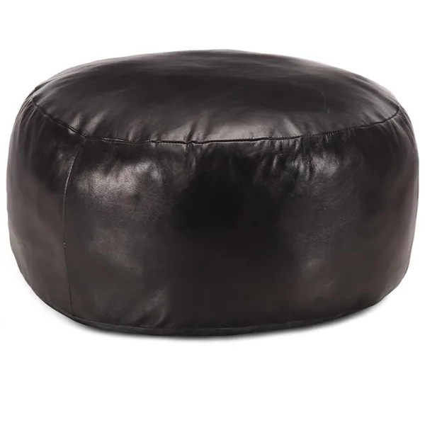 Pouf 60 x 30 cm Noir Cuir véritable de chèvre