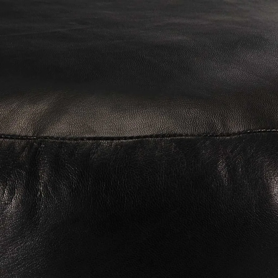 Pouf 60 x 30 cm Noir Cuir véritable de chèvre - 2