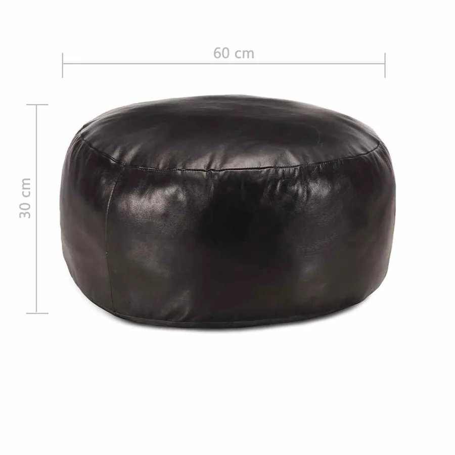 Pouf 60 x 30 cm Noir Cuir véritable de chèvre - 3