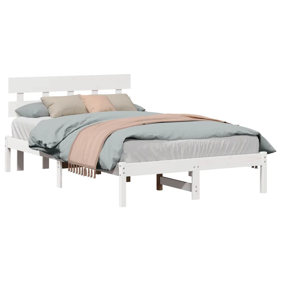 Cadre de lit Blanc 140 x 190 cm Bois de pin massif - 2