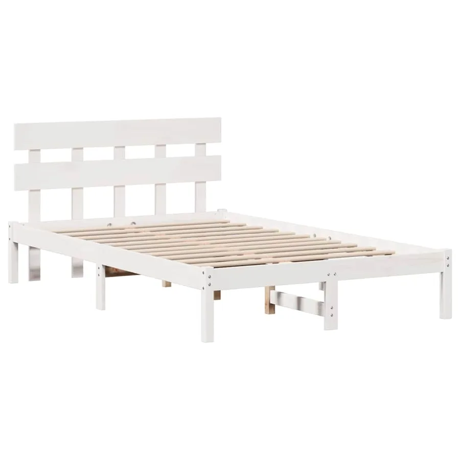 Cadre de lit Blanc 140 x 190 cm Bois de pin massif - 4