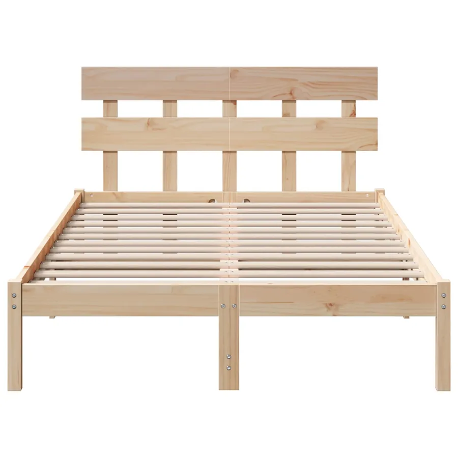 Cadre de lit Marron 135 x 190 cm Bois de pin massif - 3