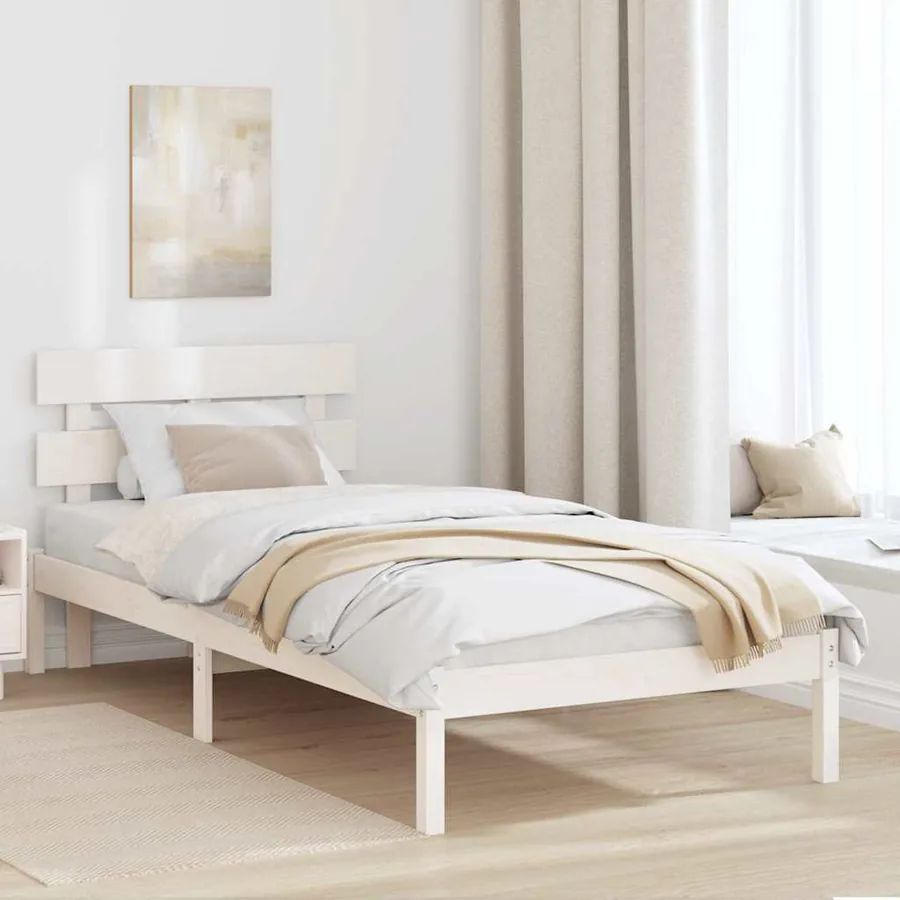 Cadre de lit Blanc 90 x 190 cm Bois de pin massif