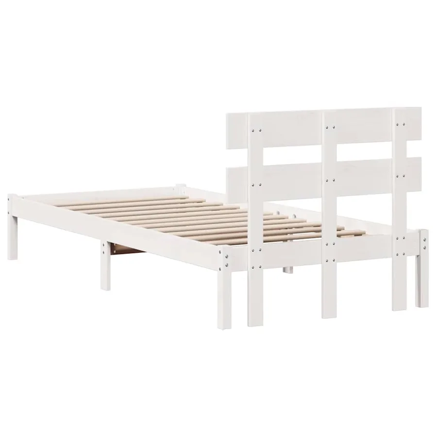 Cadre de lit Blanc 90 x 190 cm Bois de pin massif - 7