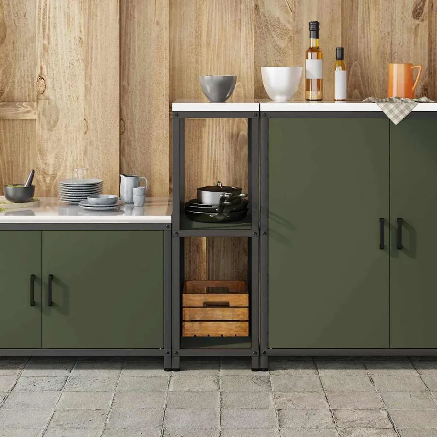 Rangement de cuisine HATTEM Vert olive 30 x 50 x 92 cm Acier - 4