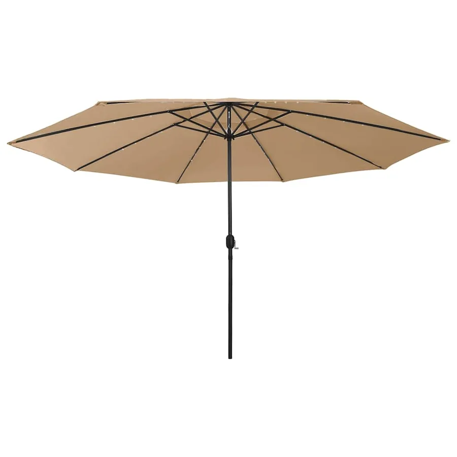 Parasol de jardin avec lumières LED et mât en métal 400cm taupe