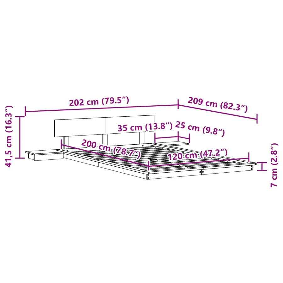 Cadre de lit Marron 120 x 200 cm bois - 8