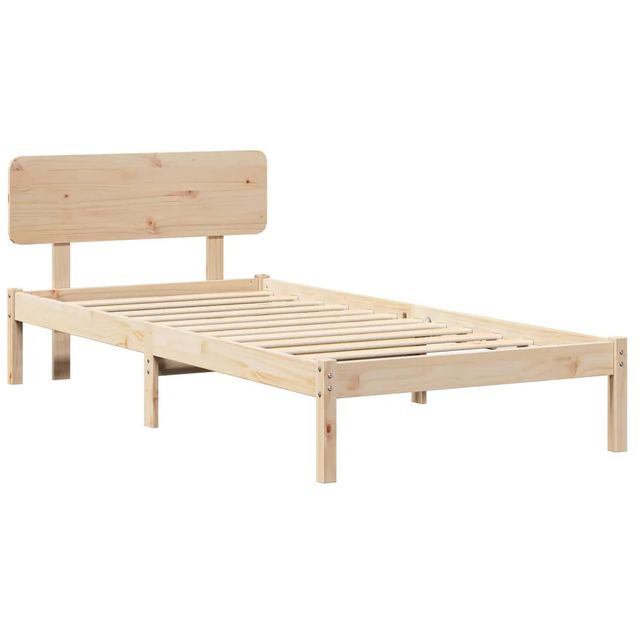 Cadre de lit avec tête de lit Naturel 75 x 190 cm Pin massif - 2