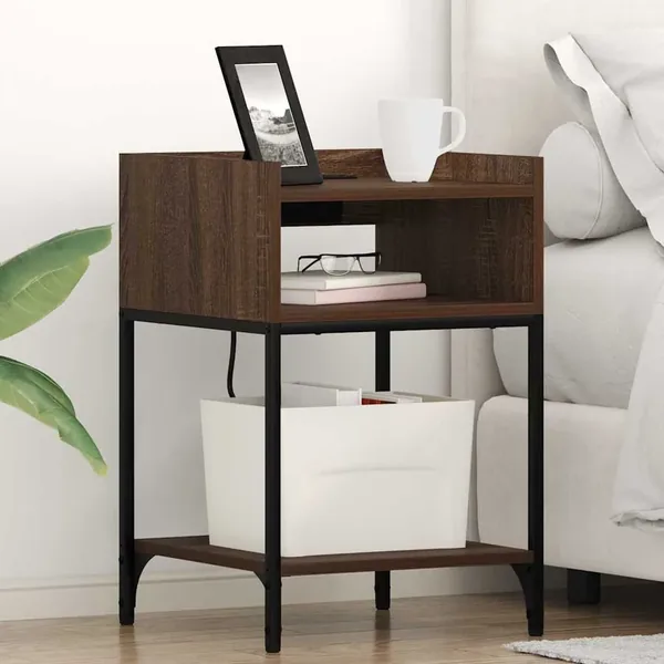 Cabinet de chevet avec étagère 2 pcs Chêne brun 40 x 40 x 61 cm