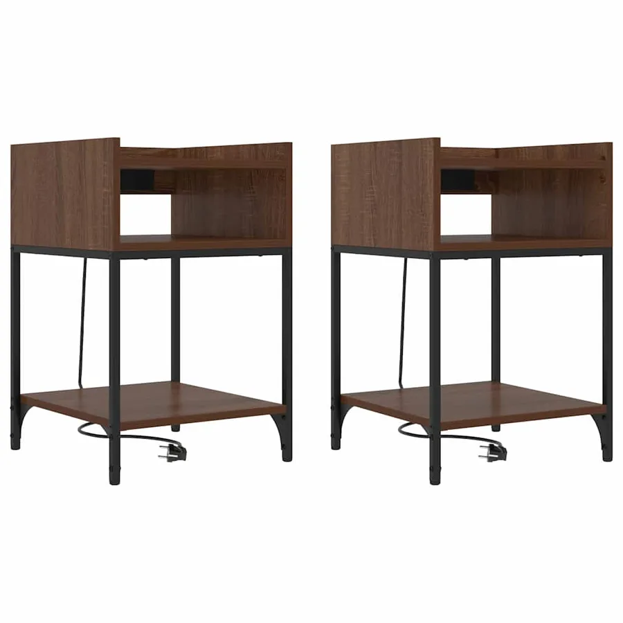 Cabinet de chevet avec étagère 2 pcs Chêne brun 40 x 40 x 61 cm - 2